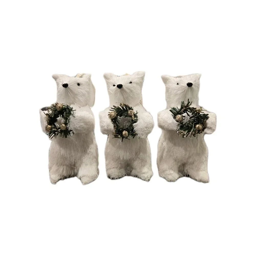 New Set Of 3 Magic Winter White Polar Bear CHRISTMAS Tree Holiday ORNAMENT